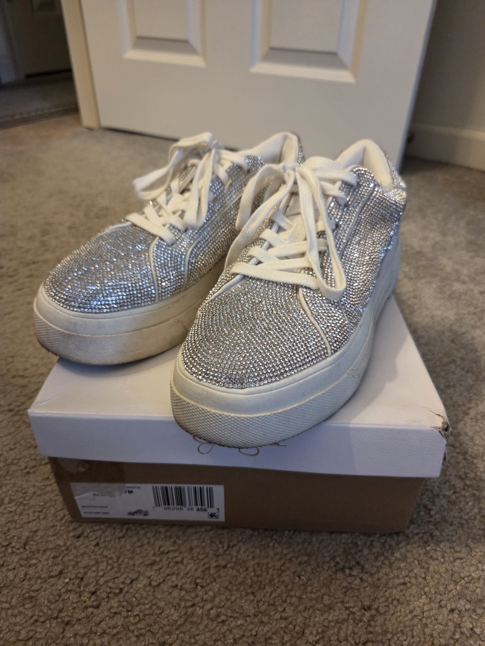 Jessica Simpson Silver Crystal Embellished Platform Sneakers